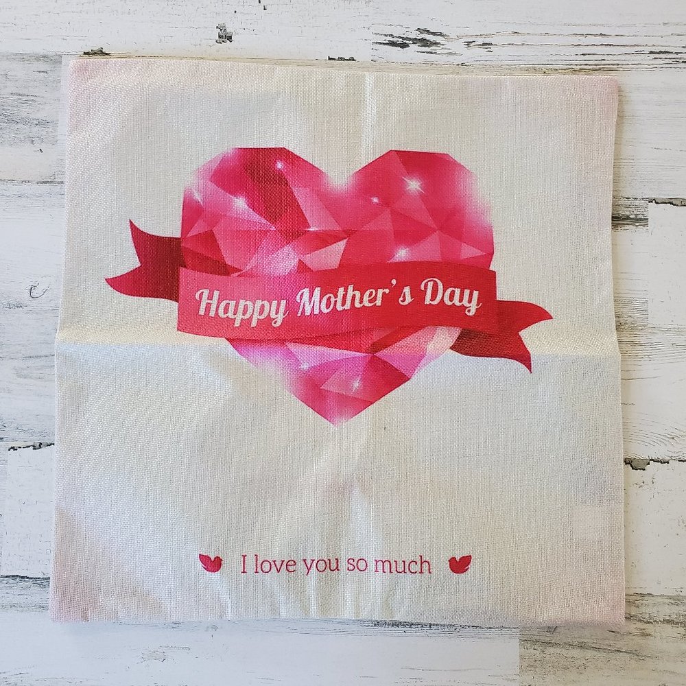 Burlap Mother's day Throw Accent Pillow Cover NEW